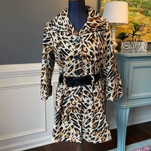 Leopard Print NWOT belted thin coat Sz M